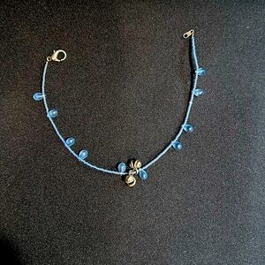 Anklet Bracket With Little Light Blue Bells